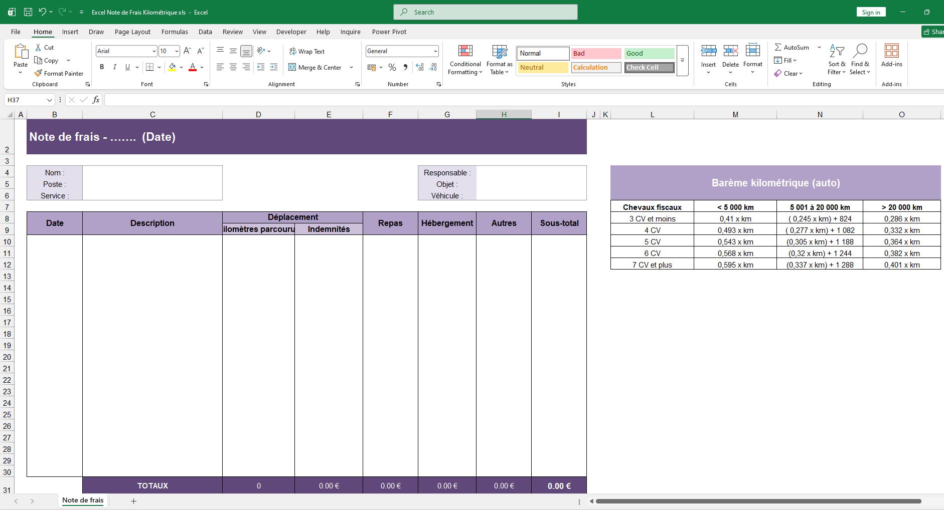 Excel Note de Frais Kilométrique xls.JPG